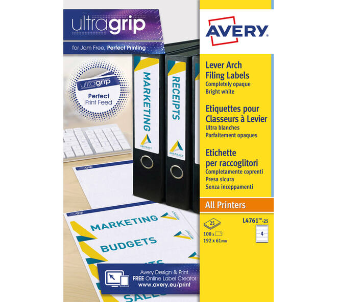 Rugetiket Avery breed 61x192mm zelfklevend wit