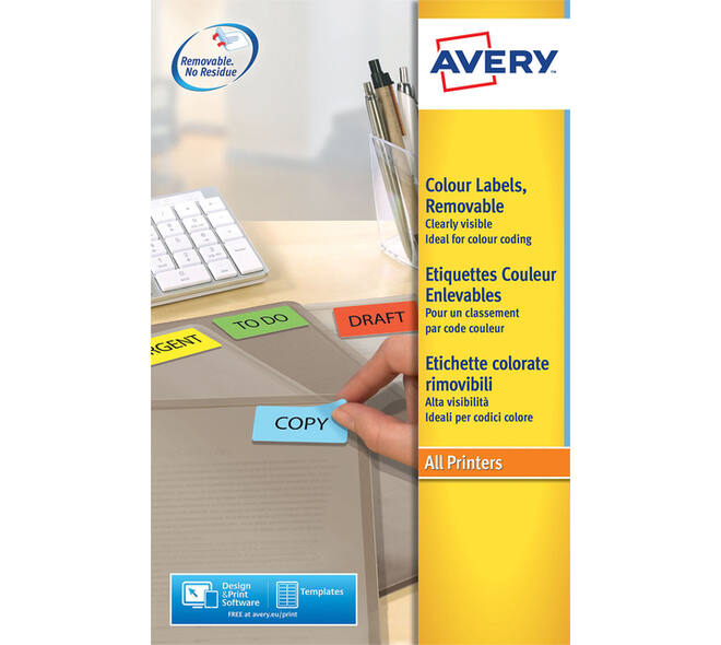 Etiket Avery L6041-20 45.7x21.2mm geel 960 stuks