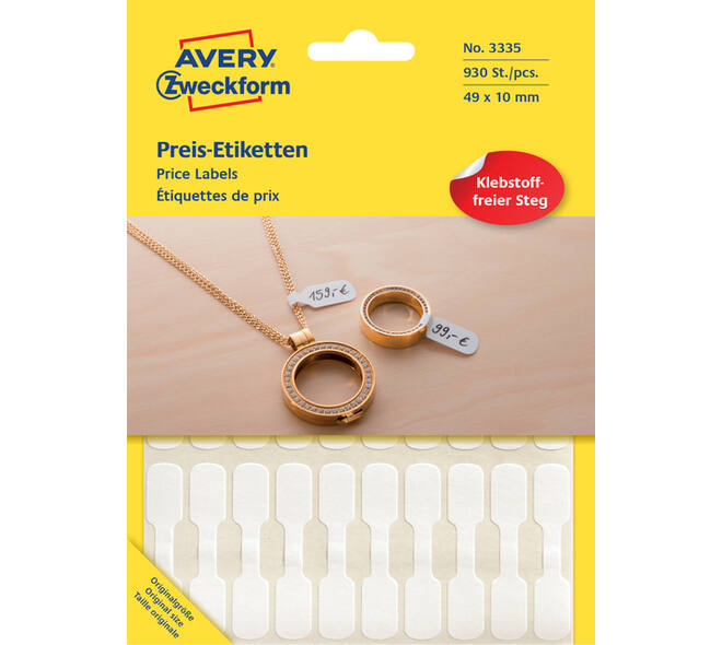 Etiket Avery 3335 49x10mm wit 924 stuks