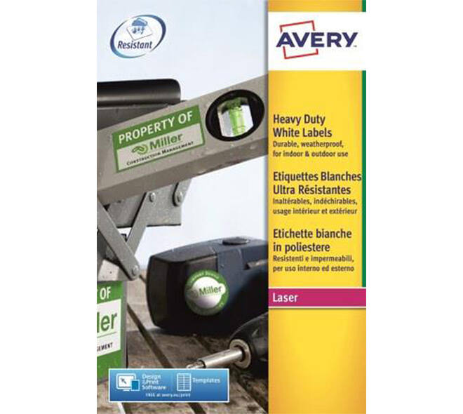 Etiket Avery L7060-20 63.5x38.1mm polyester wit 420 stuks
