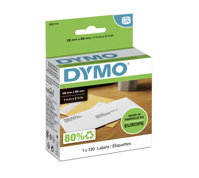 Etiket Dymo LabelWriter adressering 28x89mm 1 rol á 130 stuks wit