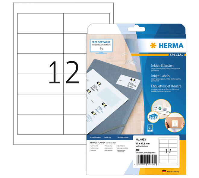 Etiket HERMA 4823 96.5x42.3mm wit 300 stuks