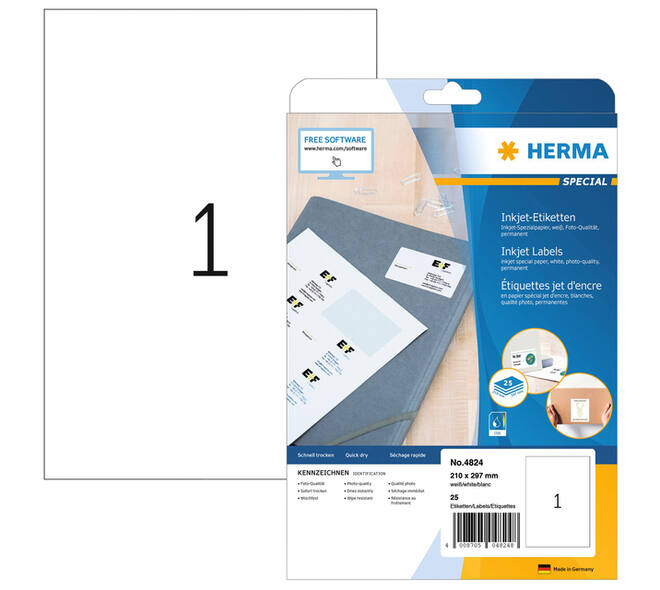 Etiket HERMA 4824 210x297mm wit 25 stuks