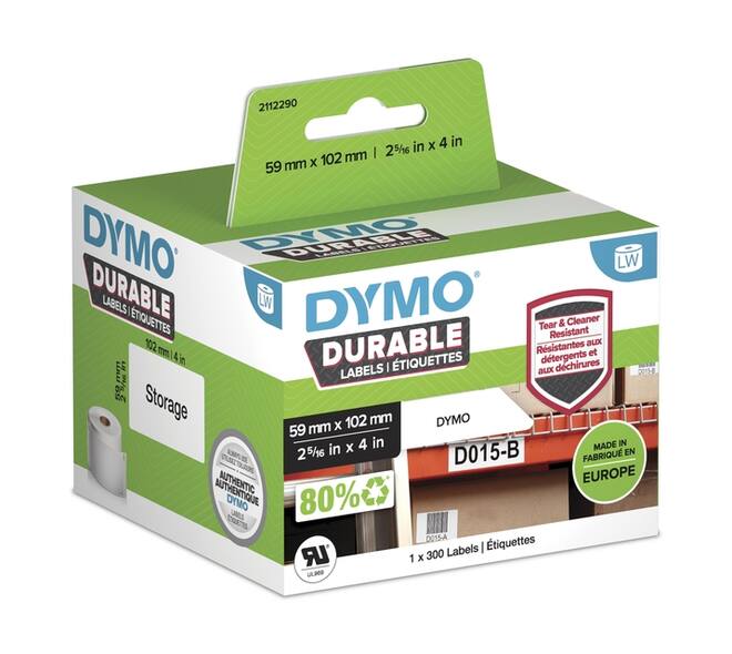 Etiket Dymo LabelWriter industrieel 59x102mm 1 rol á 300 stuks wit