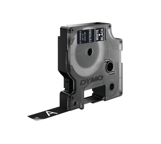 Labeltape Dymo LabelManager D1 polyester 12mm wit op zwart
