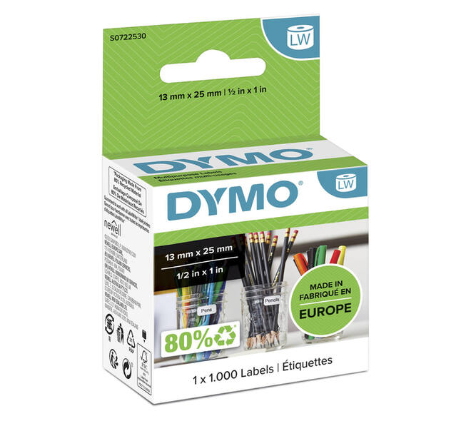 Etiket Dymo LabelWriter multifunctioneel 13x25mm 1 rol á 1000 stuks wit