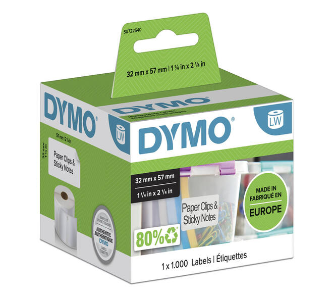 Etiket Dymo LabelWriter multifunctioneel 32x57mm 1 rol á 1000 stuks wit
