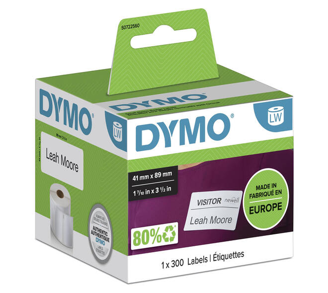 Etiket Dymo LabelWriter naamkaart 41x89mm 1 rol á 300 stuks wit