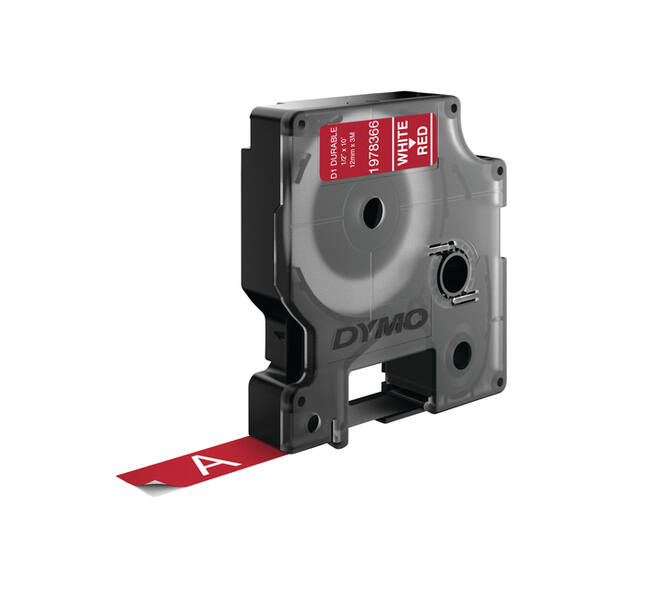 Labeltape Dymo LabelManager D1 polyester 12mm wit op rood