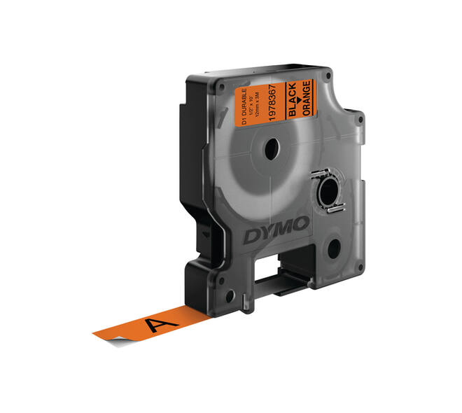 Labeltape Dymo LabelManager D1 polyester 12mm zwart op oranje