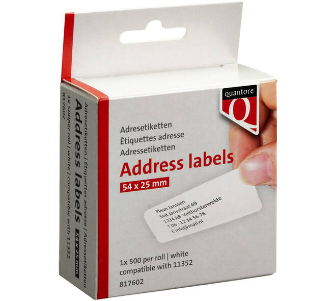 Labeletiket Quantore 11352 54x25mm adres wit 500 stuks