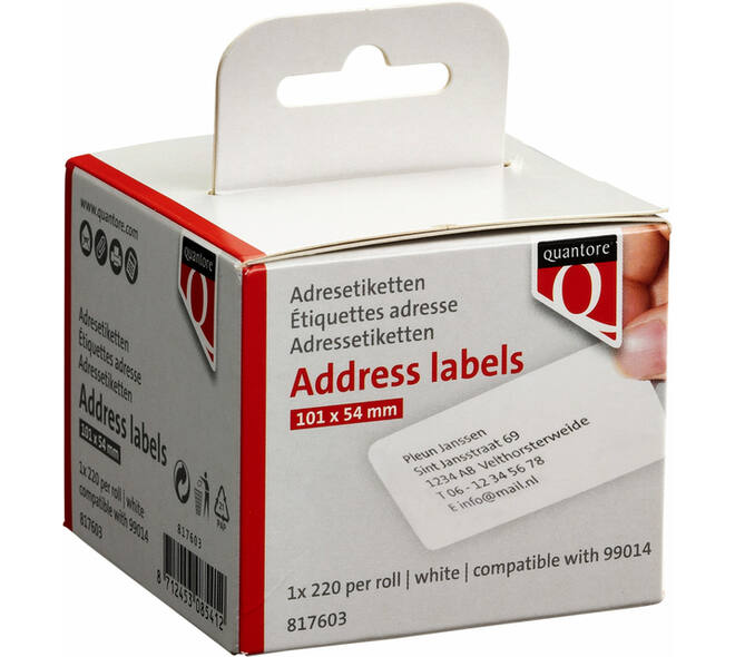Labeletiket Quantore 99014 54x101mm adres wit