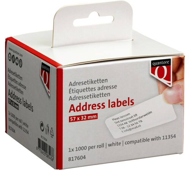 Labeletiket Quantore 11354 57mmx32mm adres wit 1000 stuks