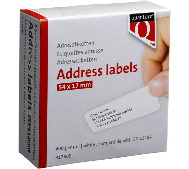 Labeletiket Quantore DK-11204 17x54mm wit 400 stuks