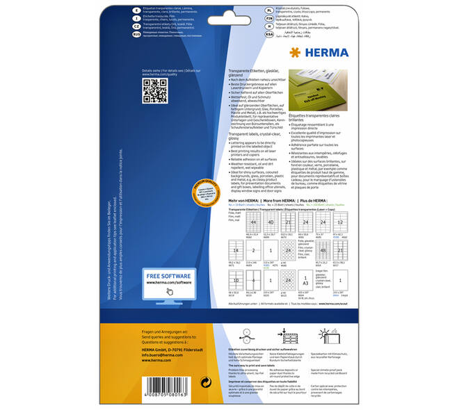 Etiket HERMA 8016 45.7x21.2mm transparant 1200 stuks