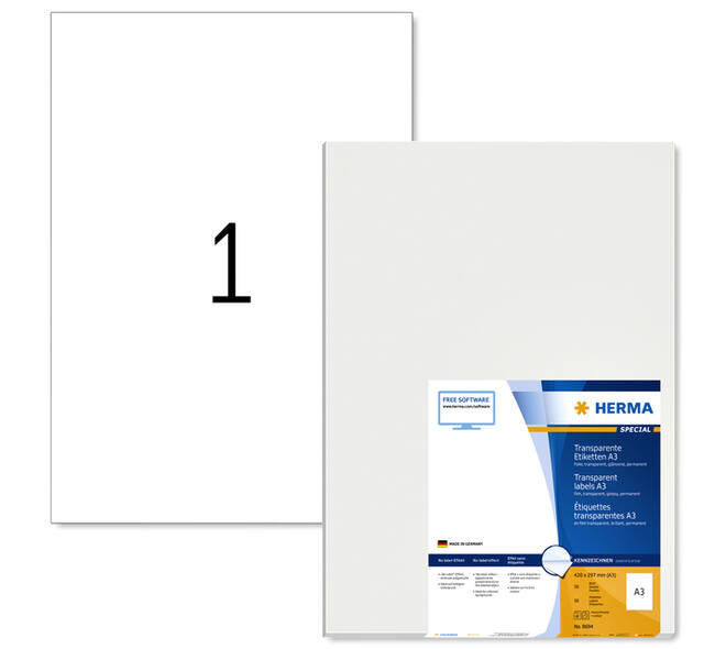 Etiket HERMA 8694 A3 297x420mm transparant 50 stuks