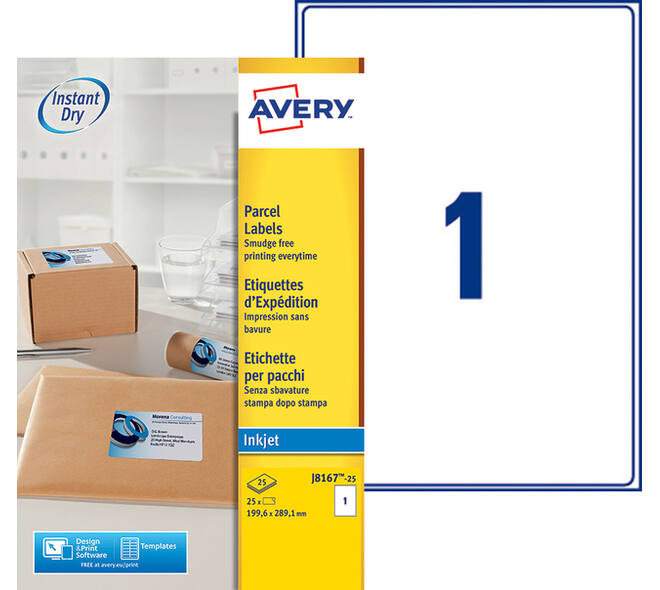 Etiket Avery J8167-25 199.6x289.1mm wit 25 stuks