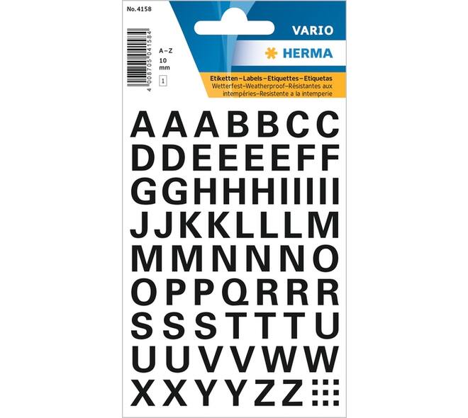 Etiket HERMA 4158 10mm letters A-Z zwart