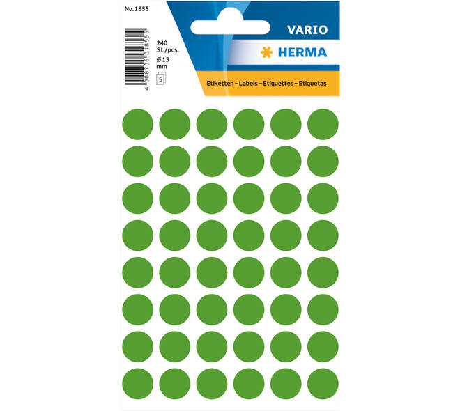 Etiket HERMA 1855 rond 13mm donkergroen 240 stuks