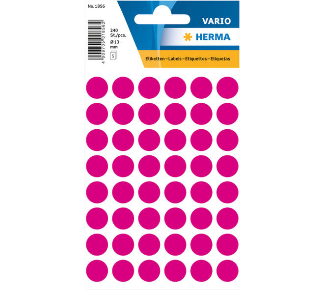 Etiket HERMA 1856 rond 13mm roze 240 stuks