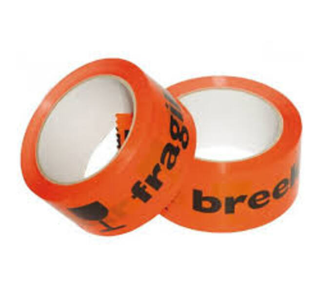 Waarschuwingstape IEZZY breekbaar 50mmx66m oranje/zwart