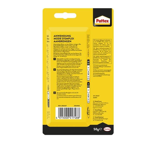 Alleslijm Pattex Multi tube 50gram op blister