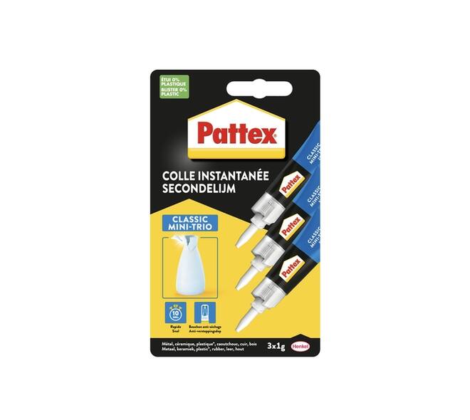 Secondelijm Pattex Classic mini trio tube 3x1gram op blister