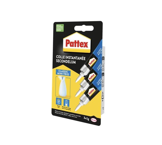 Secondelijm Pattex Classic mini trio tube 3x1gram op blister