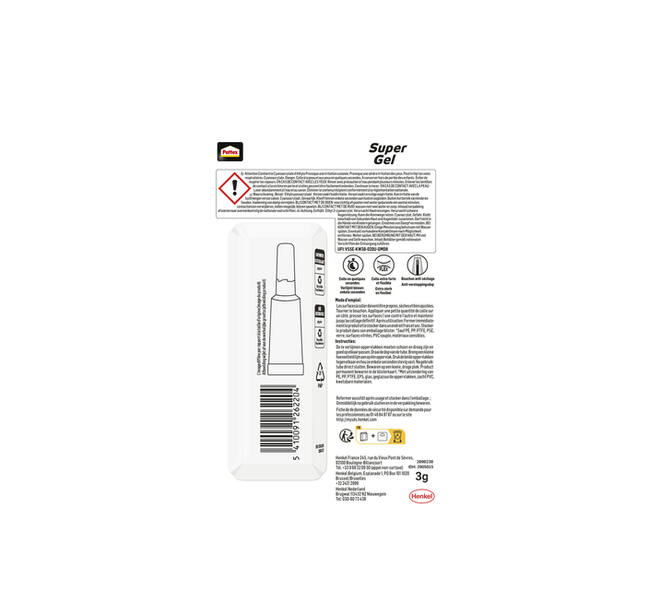 Secondelijm Pattex super gel tube 3gram op blister