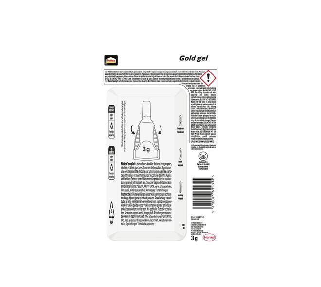 Secondelijm Pattex Gold GEL tube 3 gram op blister