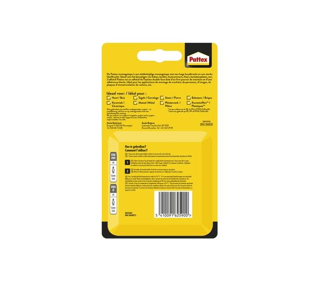 Plakband Pattex Super montage 20kg dubbbelzijdig voor binnen