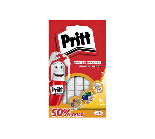Poster Buddies Pritt dubbelzijdige kleefpads voor oa posters blister à 95 stuks 50% gratis