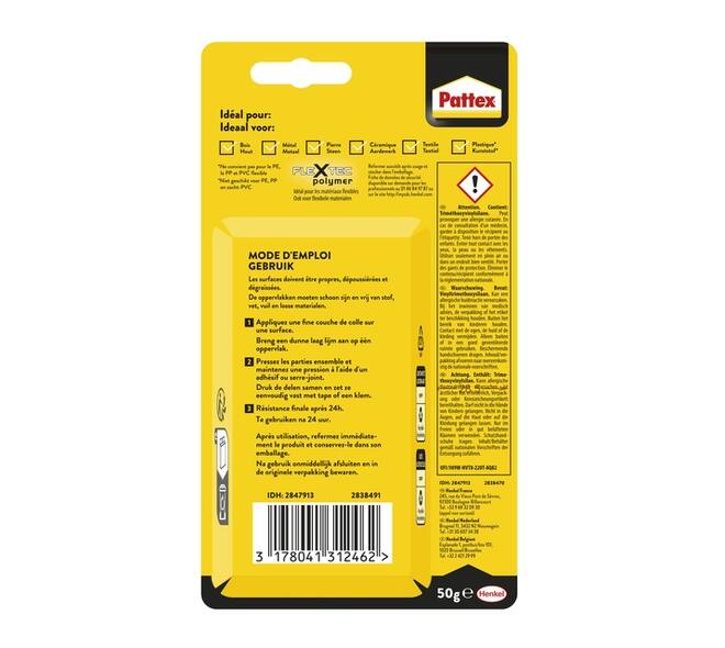 Alleslijm Pattex 100% tube 50 gram op blister