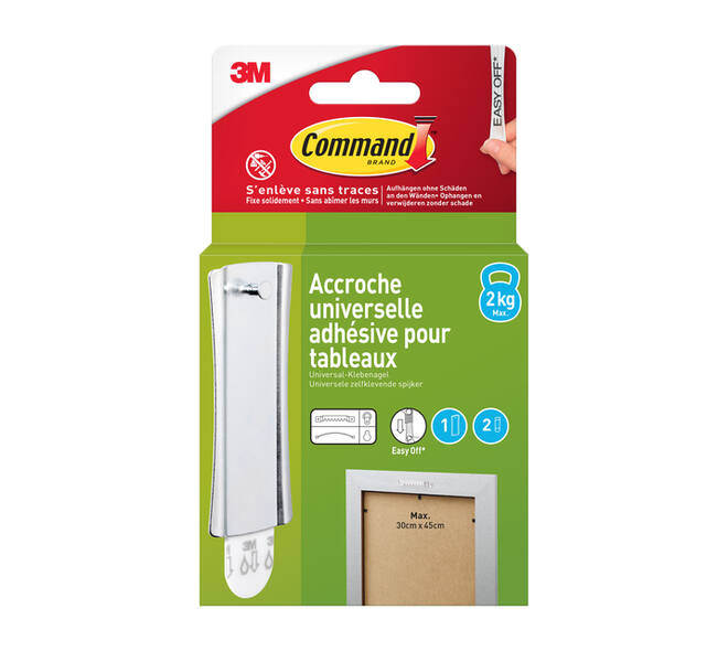 Haak Command metaal tbv oa schilderijlijsten incl bevestigingsstrip