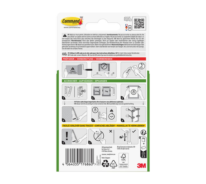Bevestigingsstrip Command groot klik vast 7,2kg wit