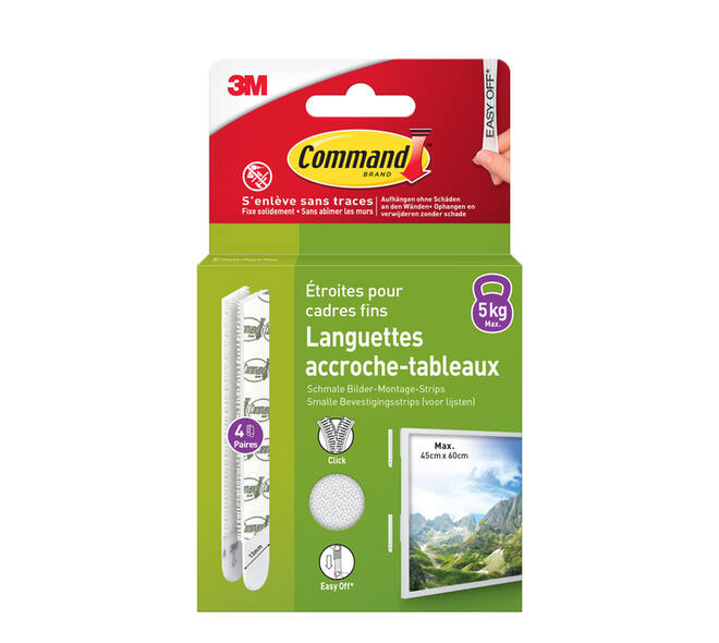 Bevestigingsstrip Command klik vast smal 5,4kg wit