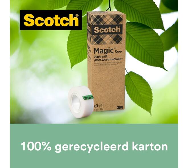 Plakband Scotch Magic 900 19mmx33m onzichtbaar mat 9 rollen