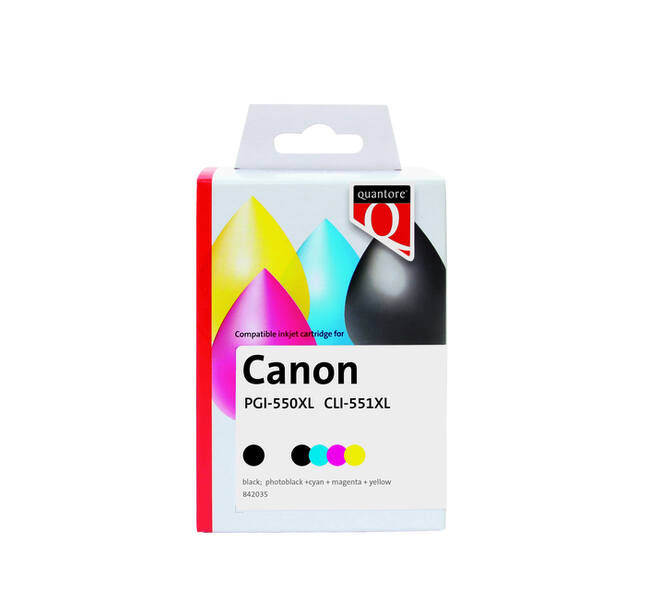 Inktcartridge Quantore alternatief tbv Canon PGI-550XL CLI-551XL zwart + 4 kleuren