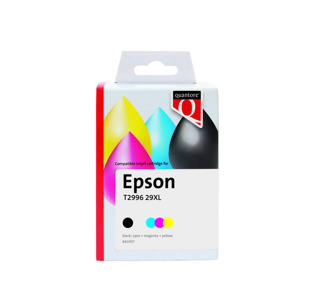 Inktcartridge Quantore alternatief tbv Epson 29XL T2996 zwart + 3 kleuren remanufactured