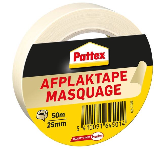 Afplaktape Pattex 25mmx50m creme