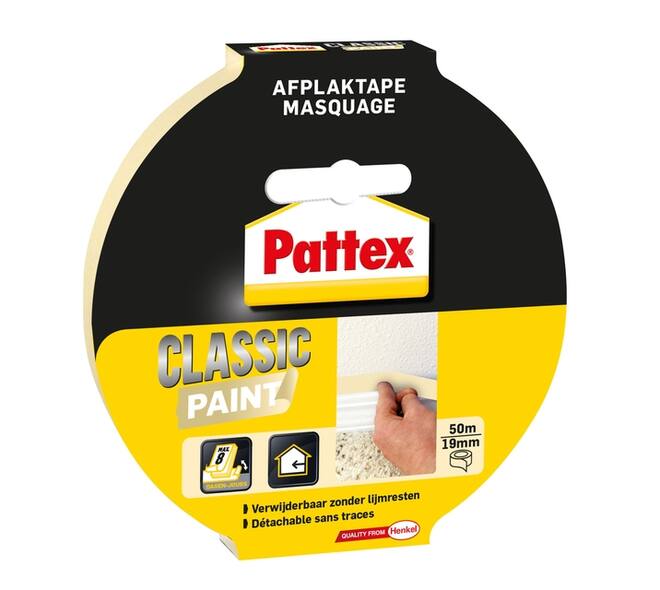 Afplaktape Pattex Classic 19mmx50m creme