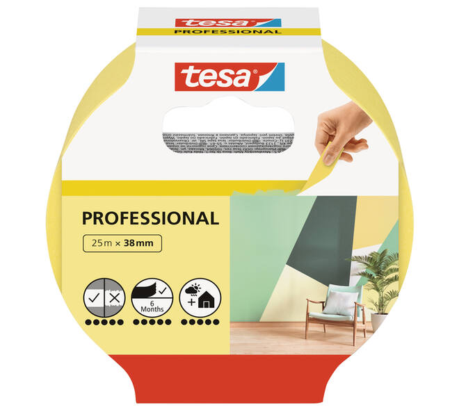 Afplaktape tesa®  Professional 25mx38mm geel