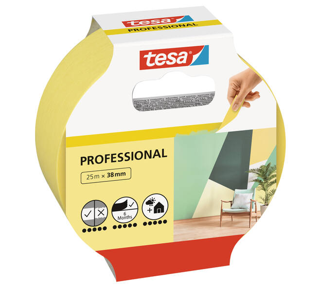 Afplaktape tesa®  Professional 25mx38mm geel