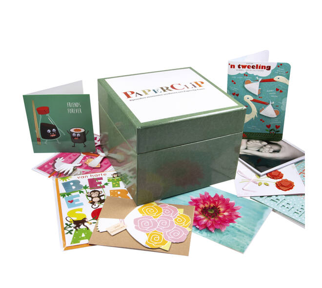 Wenskaartbox Paperclip inclusief 75 wenskaarten