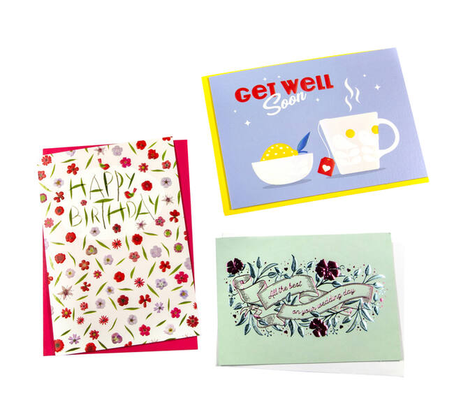 Wenskaart Paperclip diversen engelstalig navulset à 6 stuks
