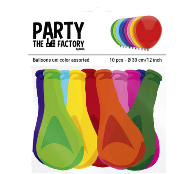 Ballon Haza uni 30cm 10 stuks assorti