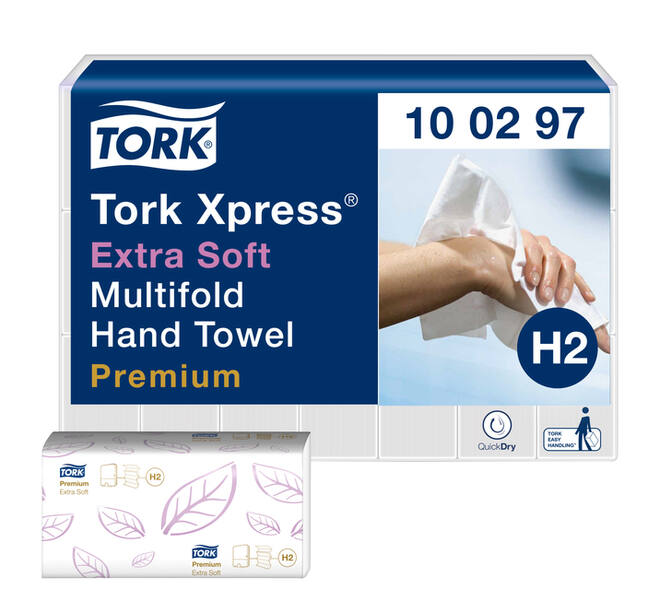 Handdoek Tork H2 Xpress Premium multifold 2-laags 212x340mm 21x100 vel wit 100297