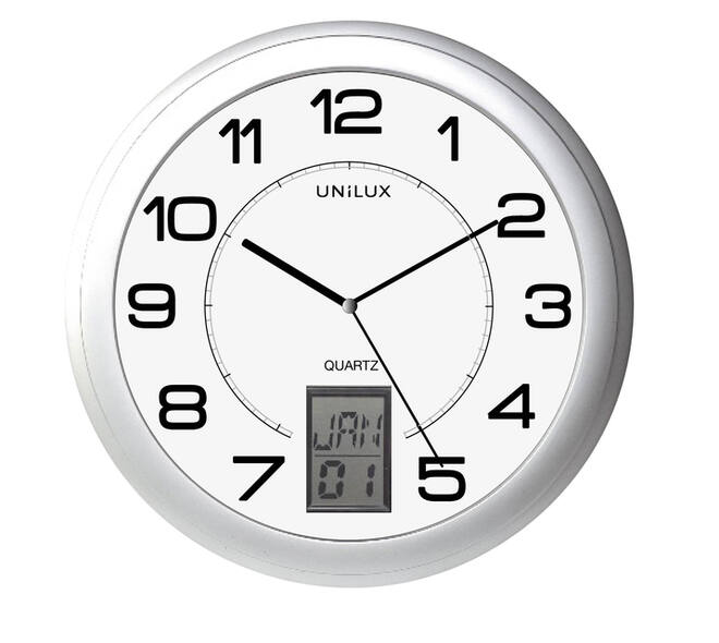 Wandklok Unilux Instinct Ø 30.5cm zilvergrijs/wit
