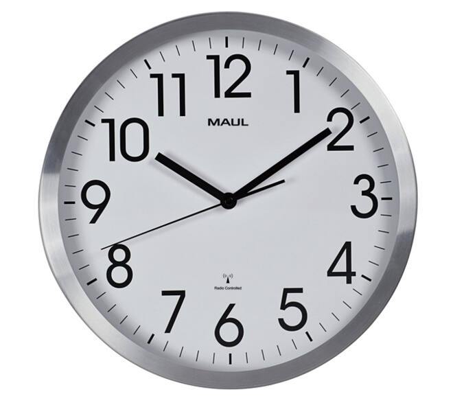 Wandklok MAUL Move RC Ø305x45mm aluminium frame wit incl. batterij