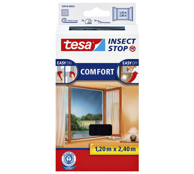 Insectenhor tesa® Insect Stop COMFORT buitendraaiende ramen 1,2x2,4m zwart